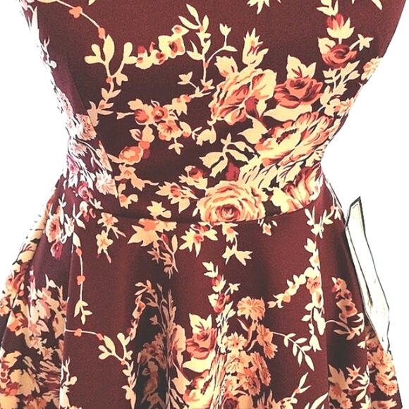 B. Darlin Floral Fit & Flare Mini Dress Sz 3 /4 Red Sleeveless Prom Wedding Glam - Picture 12 of 14